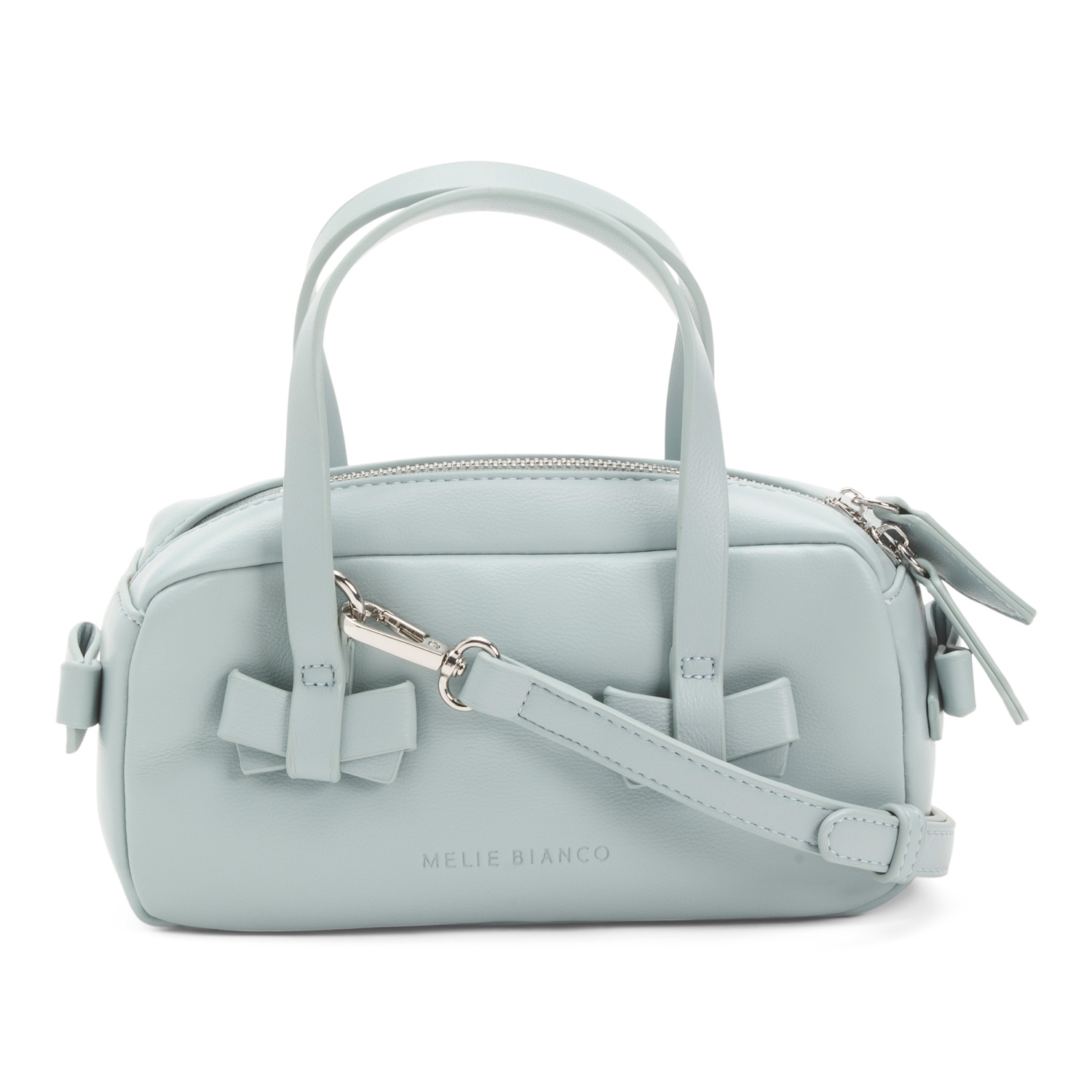 Melie Biianco Pale Blue Bow-Accent Leather Satchel